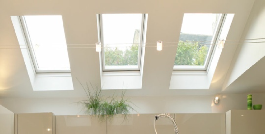 velux windows in a bank row
